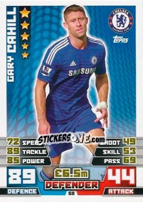 Sticker Gary Cahill - English Premier League 2014-2015. Match Attax n. 58 - Topps