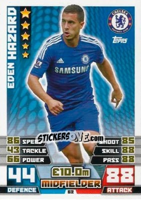 Sticker Eden Hazard - English Premier League 2014-2015. Match Attax n. 62 - Topps