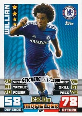 Sticker Willian - English Premier League 2014-2015. Match Attax n. 67 - Topps