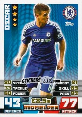 Sticker Oscar - English Premier League 2014-2015. Match Attax n. 68 - Topps