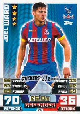 Sticker Joel Ward - English Premier League 2014-2015. Match Attax n. 78 - Topps