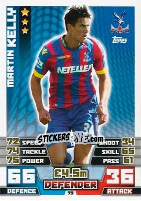 Cromo Martin Kelly - English Premier League 2014-2015. Match Attax n. 79 - Topps