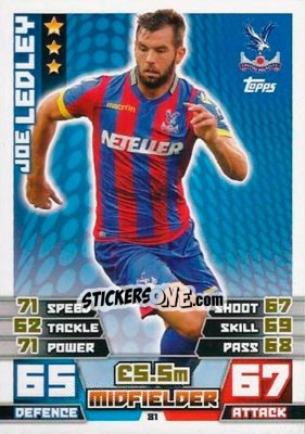 Sticker Joe Ledley - English Premier League 2014-2015. Match Attax n. 81 - Topps