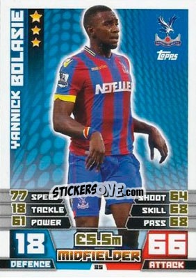 Sticker Yannick Bolasie - English Premier League 2014-2015. Match Attax n. 85 - Topps