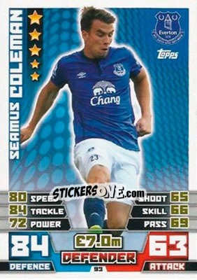 Sticker Seamus Coleman - English Premier League 2014-2015. Match Attax n. 93 - Topps