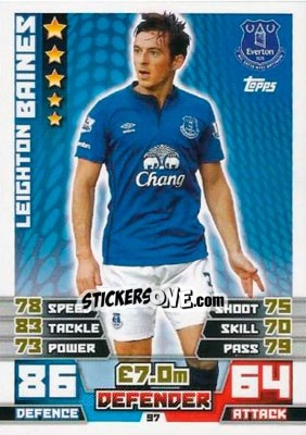 Sticker Leighton Baines - English Premier League 2014-2015. Match Attax n. 97 - Topps