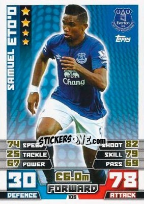 Sticker Samuel Eto'o - English Premier League 2014-2015. Match Attax n. 105 - Topps