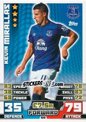 Sticker Kevin Mirallas - English Premier League 2014-2015. Match Attax n. 106 - Topps