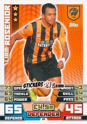 Sticker Liam Rosenior - English Premier League 2014-2015. Match Attax n. 111 - Topps
