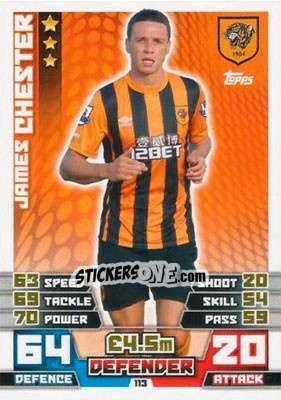 Sticker James Chester - English Premier League 2014-2015. Match Attax n. 113 - Topps