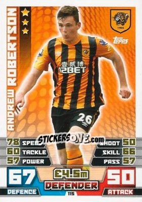 Sticker Andrew Robertson - English Premier League 2014-2015. Match Attax n. 115 - Topps
