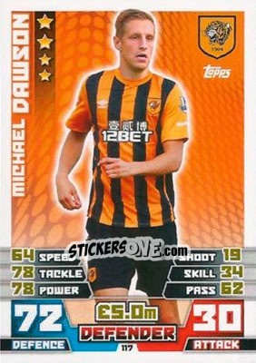 Sticker Michael Dawson - English Premier League 2014-2015. Match Attax n. 117 - Topps