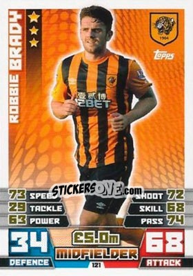 Sticker Robbie Brady - English Premier League 2014-2015. Match Attax n. 121 - Topps