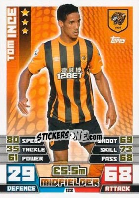 Sticker Tom Ince - English Premier League 2014-2015. Match Attax n. 122 - Topps