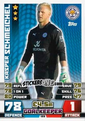 Sticker Kasper Schmeichel - English Premier League 2014-2015. Match Attax n. 128 - Topps