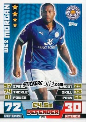 Sticker Wes Morgan - English Premier League 2014-2015. Match Attax n. 131 - Topps