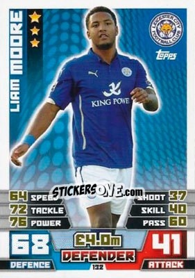 Sticker Liam Moore - English Premier League 2014-2015. Match Attax n. 132 - Topps
