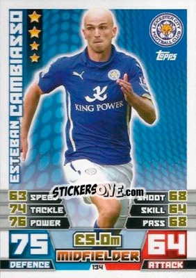 Sticker Esteban Cambiasso - English Premier League 2014-2015. Match Attax n. 134 - Topps