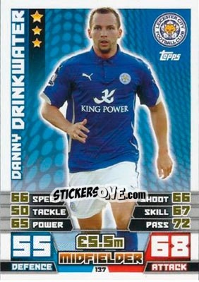 Sticker Danny Drinkwater - English Premier League 2014-2015. Match Attax n. 137 - Topps