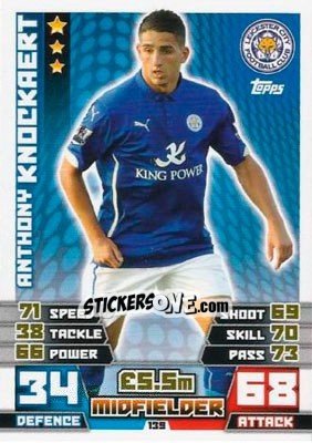 Sticker Anthony Knockaert - English Premier League 2014-2015. Match Attax n. 139 - Topps