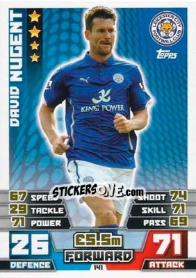 Sticker David Nugent - English Premier League 2014-2015. Match Attax n. 141 - Topps