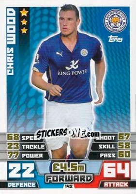 Sticker Chris Wood - English Premier League 2014-2015. Match Attax n. 142 - Topps