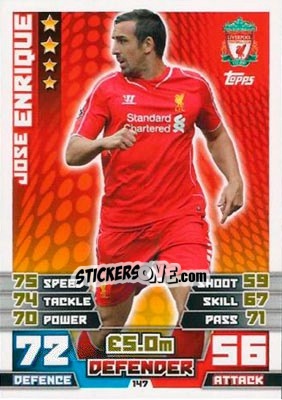 Sticker José Enrique - English Premier League 2014-2015. Match Attax n. 147 - Topps