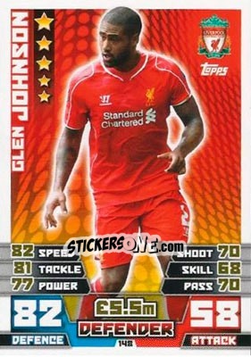 Sticker Glen Johnson - English Premier League 2014-2015. Match Attax n. 148 - Topps