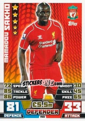 Sticker Mamadou Sakho - English Premier League 2014-2015. Match Attax n. 150 - Topps