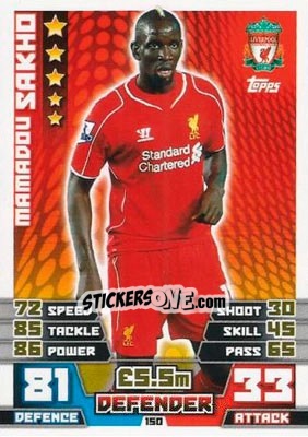 Cromo Mamadou Sakho - English Premier League 2014-2015. Match Attax - Topps