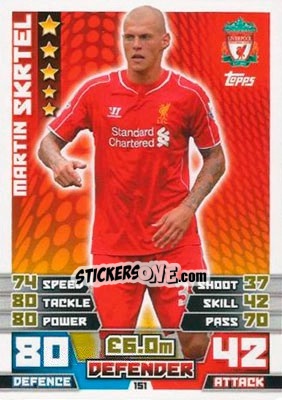 Sticker Martin Škrtel - English Premier League 2014-2015. Match Attax n. 151 - Topps