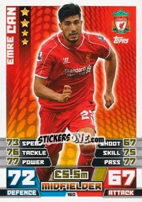 Sticker Emre Can - English Premier League 2014-2015. Match Attax n. 160 - Topps