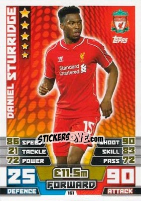 Sticker Daniel Sturridge - English Premier League 2014-2015. Match Attax n. 161 - Topps