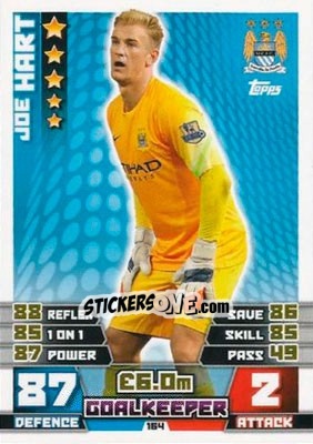 Sticker Joe Hart - English Premier League 2014-2015. Match Attax n. 164 - Topps