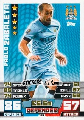 Sticker Pablo Zabaleta - English Premier League 2014-2015. Match Attax n. 165 - Topps