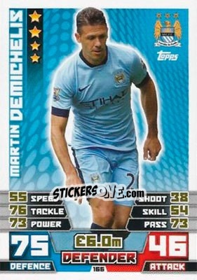 Sticker Martin Demichelis - English Premier League 2014-2015. Match Attax n. 166 - Topps
