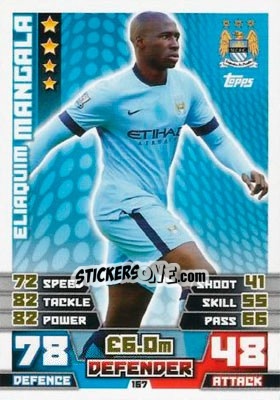 Sticker Eliaquim Mangala - English Premier League 2014-2015. Match Attax n. 167 - Topps