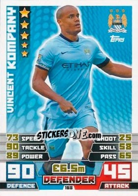 Sticker Vincent Kompany - English Premier League 2014-2015. Match Attax n. 168 - Topps
