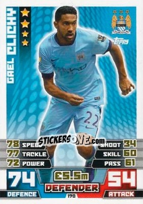 Sticker Gaël Clichy - English Premier League 2014-2015. Match Attax n. 170 - Topps