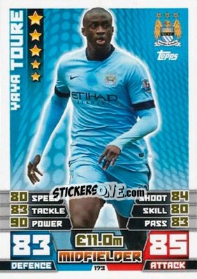Sticker Yaya Touré - English Premier League 2014-2015. Match Attax n. 173 - Topps