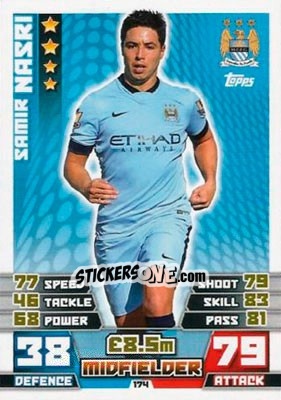 Sticker Samir Nasri - English Premier League 2014-2015. Match Attax n. 174 - Topps