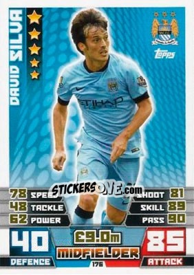 Sticker David Silva - English Premier League 2014-2015. Match Attax n. 176 - Topps