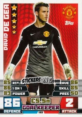 Sticker David De Gea - English Premier League 2014-2015. Match Attax n. 182 - Topps