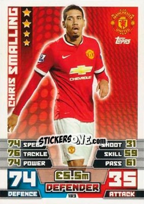 Sticker Chris Smalling - English Premier League 2014-2015. Match Attax n. 183 - Topps
