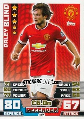 Sticker Daley Blind - English Premier League 2014-2015. Match Attax n. 187 - Topps