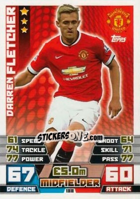 Sticker Darren Fletcher - English Premier League 2014-2015. Match Attax n. 188 - Topps