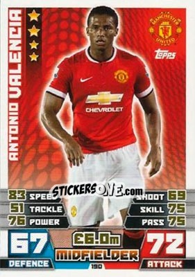 Sticker Antonio Valencia - English Premier League 2014-2015. Match Attax n. 190 - Topps