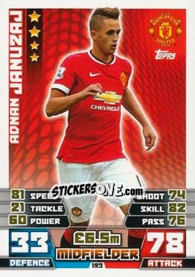 Sticker Adnan Januzaj - English Premier League 2014-2015. Match Attax n. 193 - Topps
