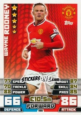 Sticker Wayne Rooney - English Premier League 2014-2015. Match Attax n. 196 - Topps