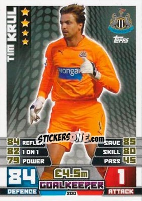 Sticker Tim Krul - English Premier League 2014-2015. Match Attax n. 200 - Topps
